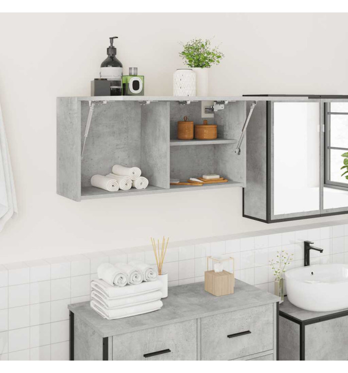 Armoire murale de bain gris béton 80x25x40 cm bois d'ingénierie | Mobilier & Déco