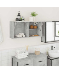 Armoire murale de bain gris béton 80x25x40 cm bois d'ingénierie | Mobilier & Déco