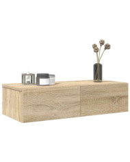 Étagère murale avec tiroirs chêne sonoma bois d'ingénierie | Mobilier & Déco