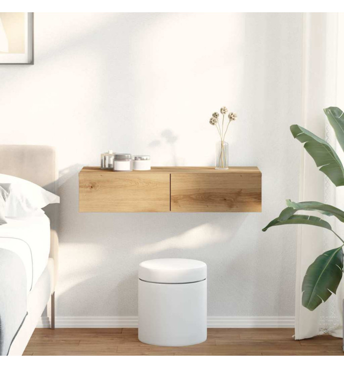 Étagère murale avec tiroirs chêne artisanal bois d'ingénierie | Mobilier & Déco