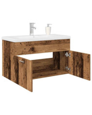 Meuble lavabo avec bassin et robinet intégrés vieux bois | Mobilier & Déco