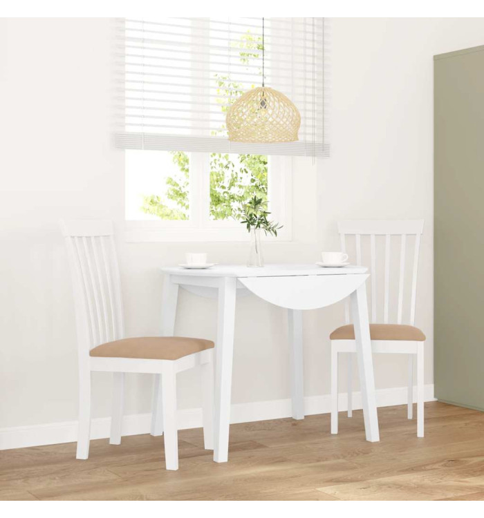Chaises à manger coussins 2 pcs blanc bois massif caoutchouc | Mobilier & Déco