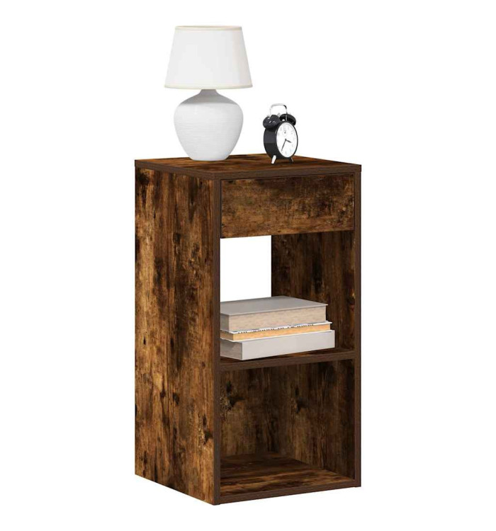 Table de chevet avec tiroir chêne fumé 35x34x66,5 cm | Mobilier & Déco