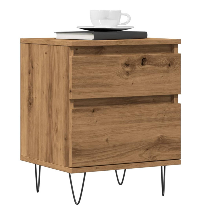 Table de chevet chêne artisanal 40x35x50 cm bois d’ingénierie | Mobilier & Déco
