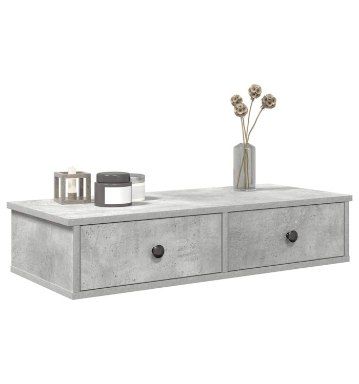 Étagère murale avec tiroirs gris béton bois d'ingénierie | Mobilier & Déco