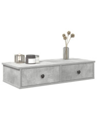 Étagère murale avec tiroirs gris béton bois d'ingénierie | Mobilier & Déco