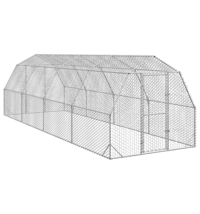 Poulailler 2,5x8x2,25 m acier galvanisé | Mobilier & Déco