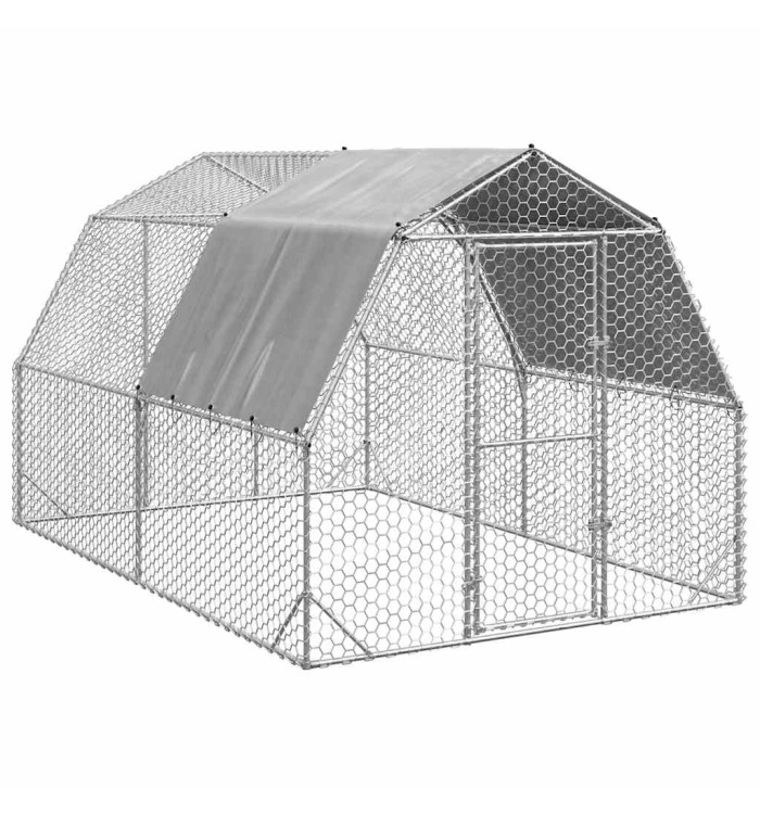 Poulailler avec toit 2,5x4x2,25 m acier galvanisé | Mobilier & Déco
