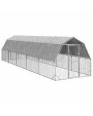 Poulailler avec toit 2,5x10x2,25 m acier galvanisé | Mobilier & Déco