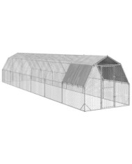 Poulailler avec toit 2,5x12x2,25 m acier galvanisé | Mobilier & Déco