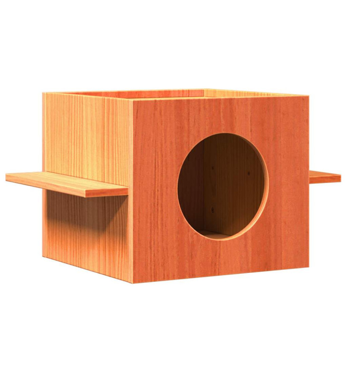 Maison pour chat cire marron 51x35x30 cm bois de pin massif | Mobilier & Déco