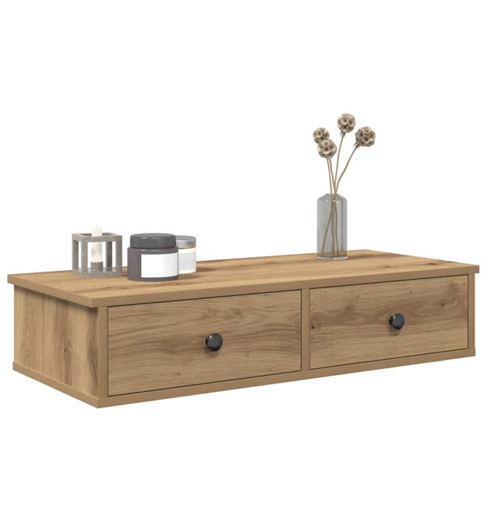 Étagère murale avec tiroirs chêne artisanal bois d'ingénierie | Mobilier & Déco