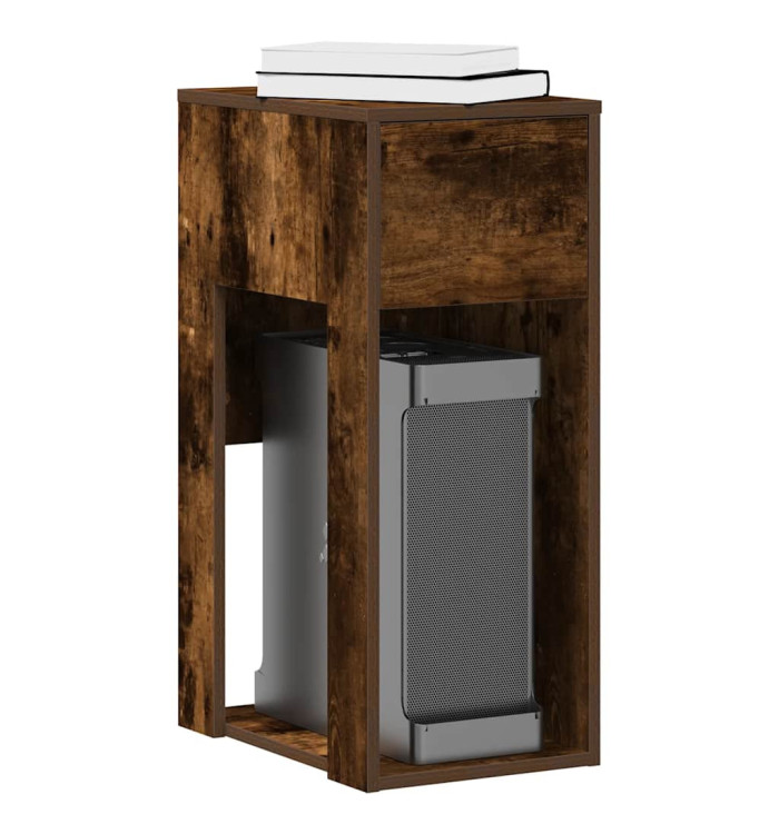 Support de tour d'ordinateur et tiroir chêne fumé 30x44x74 cm | Mobilier & Déco