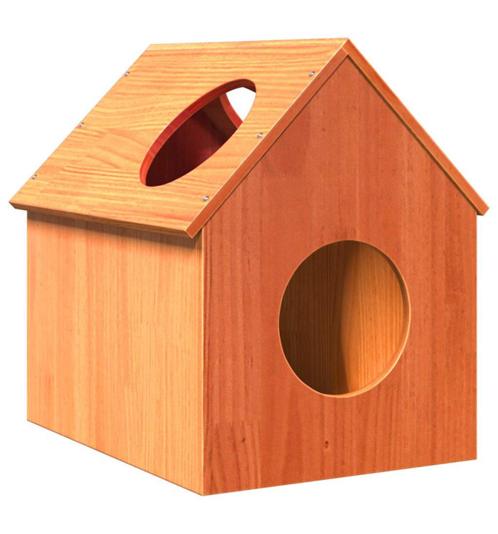 Maison pour chat cire marron 41x50x50 cm bois de pin massif | Mobilier & Déco