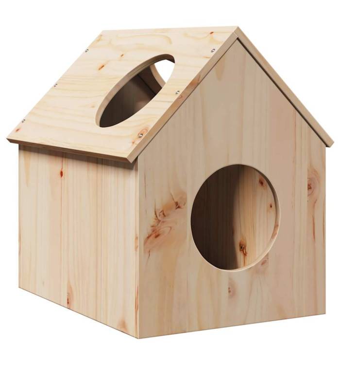 Maison pour chat 41x50x50 cm bois de pin massif | Mobilier & Déco