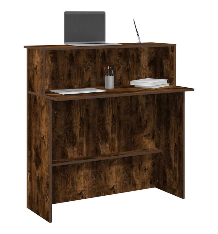 Bureau de réception chêne fumé 100x50x103,5cm bois d'ingénierie | Mobilier & Déco