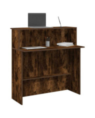Bureau de réception chêne fumé 100x50x103,5cm bois d'ingénierie | Mobilier & Déco