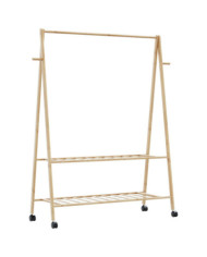 Porte-vêtements et étagères roulettes 132x45,5x155,5cm bambou | Mobilier & Déco