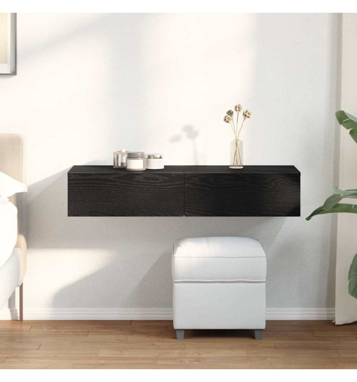 Étagère murale avec tiroirs noir 100x36x19 cm bois d'ingénierie | Mobilier & Déco
