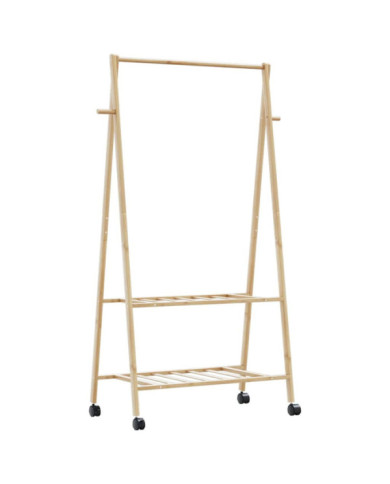 Porte-vêtements et étagères et roulettes 96x45,5x155,5cm bambou | Mobilier & Déco