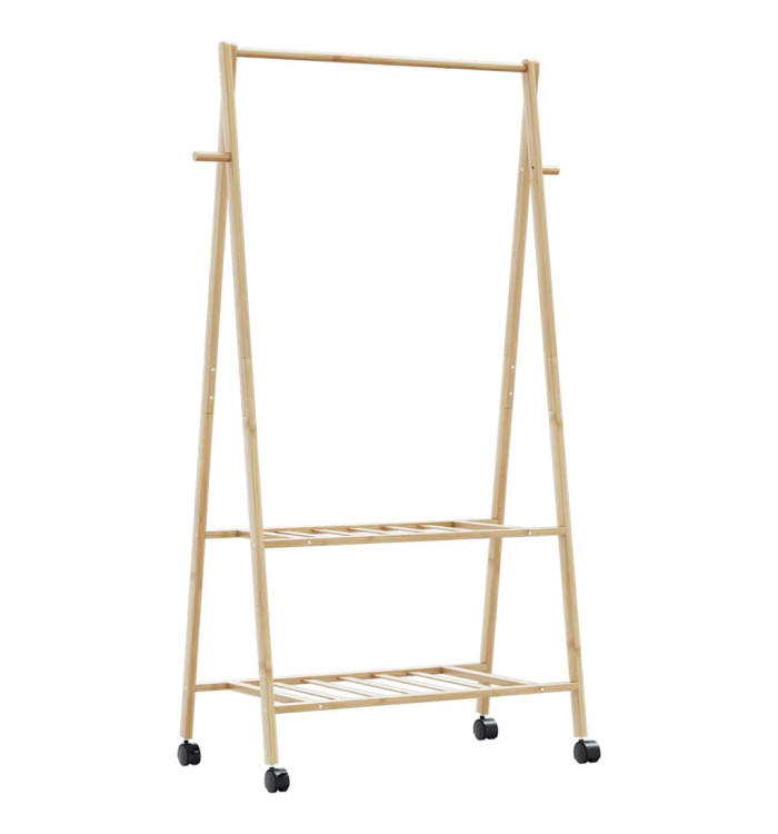Porte-vêtements et étagères et roulettes 96x45,5x155,5cm bambou | Mobilier & Déco