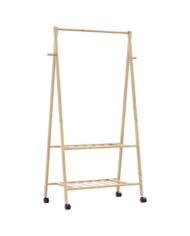 Porte-vêtements et étagères et roulettes 96x45,5x155,5cm bambou | Mobilier & Déco