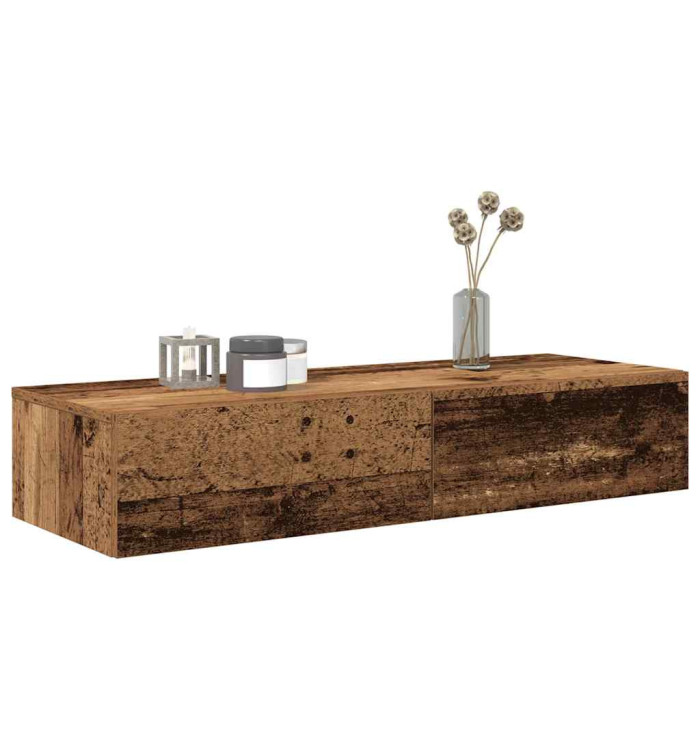 Étagère murale avec tiroirs vieux bois bois d'ingénierie | Mobilier & Déco
