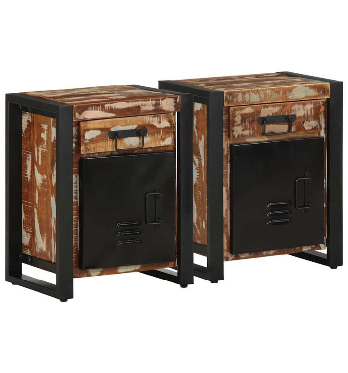 Tables de chevet 2 pcs multicolore bois massif de manguier brut | Mobilier & Déco