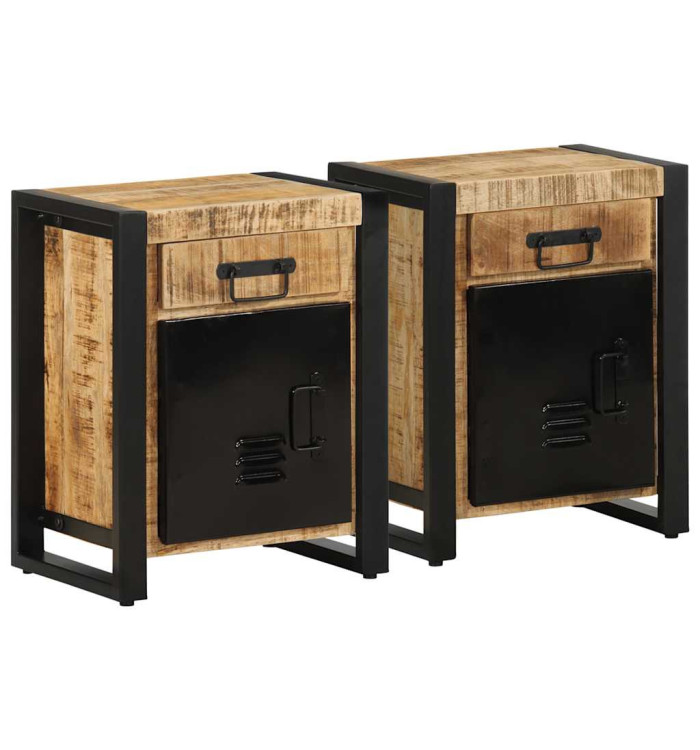 Tables de chevet 2 pcs bois de manguier massif brut | Mobilier & Déco