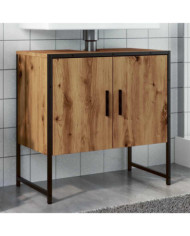Armoire lavabo de salle de bain chêne artisanal 60x33x60 cm | Mobilier & Déco