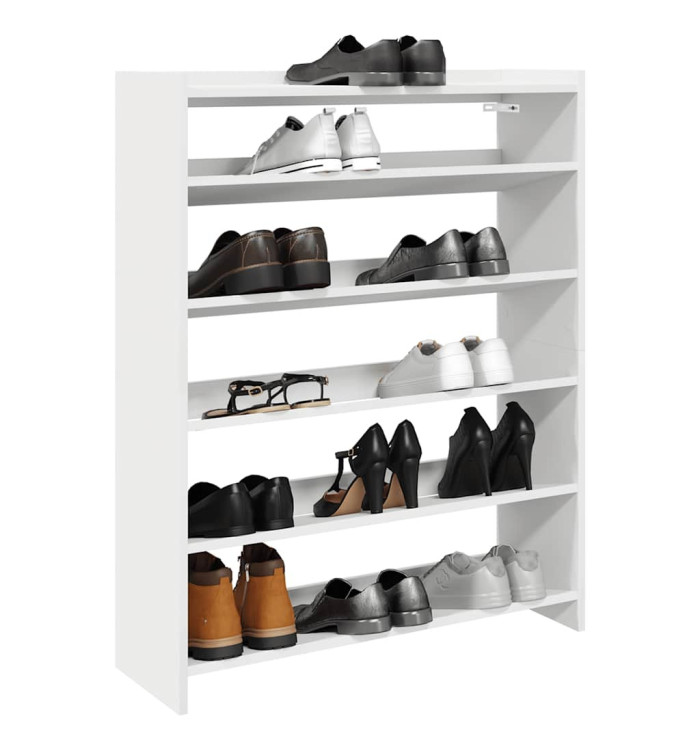 Étagère à chaussures blanc 80x25x100 cm bois d'ingénierie | Mobilier & Déco
