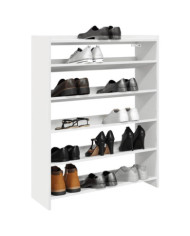 Étagère à chaussures blanc 80x25x100 cm bois d'ingénierie | Mobilier & Déco