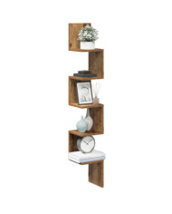 Étagère d'angle murale vieux bois 20x20x127,5 cm | Mobilier & Déco