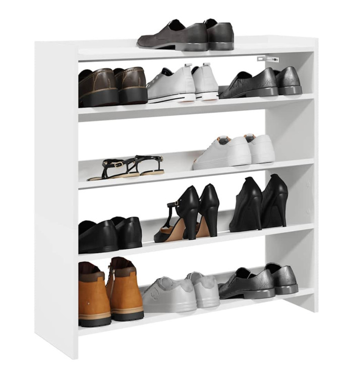 Étagère à chaussures blanc 80x25x81 cm bois d'ingénierie | Mobilier & Déco