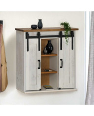 Armoire suspendue HALDEN 2 portes coulissantes blanc pin | Mobilier & Déco