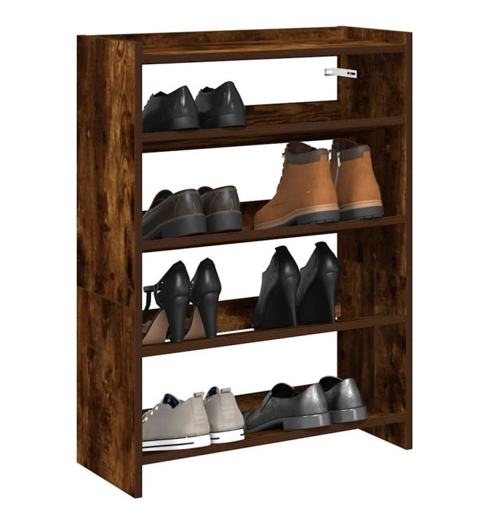 Étagère à chaussures chêne fumé 60x25x81 cm bois d'ingénierie | Mobilier & Déco