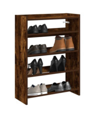 Étagère à chaussures chêne fumé 60x25x81 cm bois d'ingénierie | Mobilier & Déco