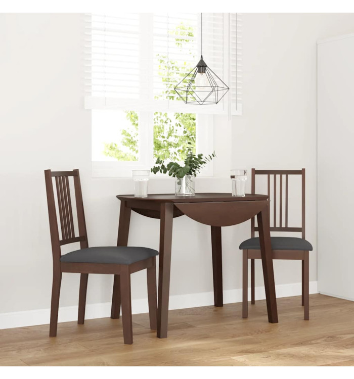 Chaises à manger coussins 2 pcs marron bois massif caoutchouc | Mobilier & Déco