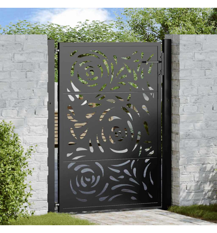 Portail de jardin noir 105x130 cm acier conception de flamme | Mobilier & Déco