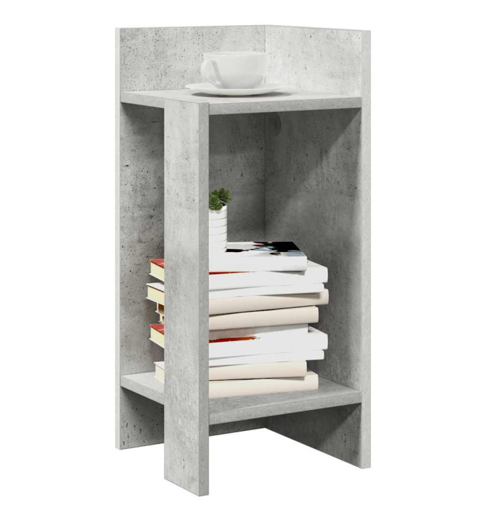 Table d'appoint avec étagère gris béton 25,5x27x60 cm | Mobilier & Déco