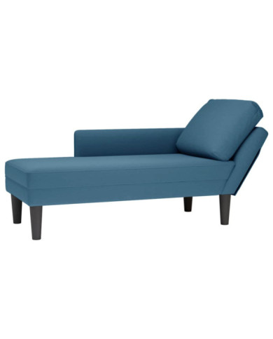 Fauteuil long avec coussin et accoudoir droit bleu velours | Mobilier & Déco