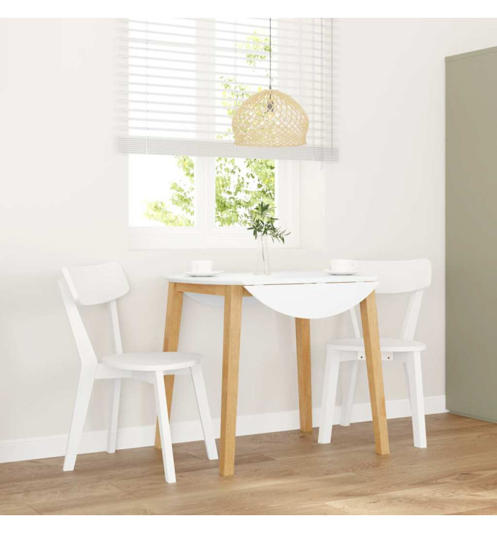 Chaises à manger 2 pcs blanc bois massif caoutchouc | Mobilier & Déco