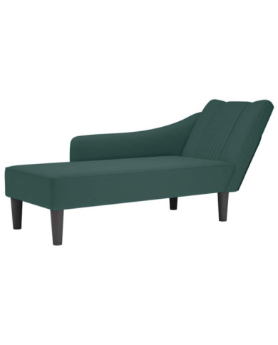 Fauteuil long avec accoudoir droit vert foncé velours | Mobilier & Déco
