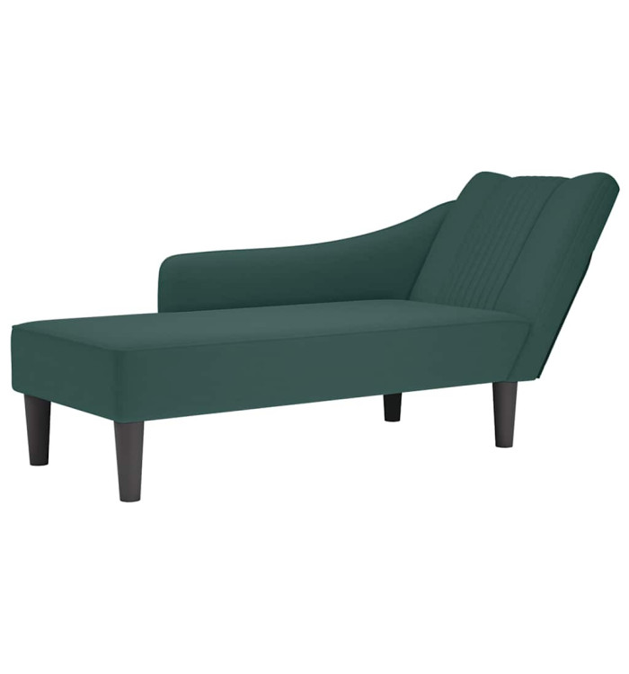 Fauteuil long avec accoudoir droit vert foncé velours | Mobilier & Déco