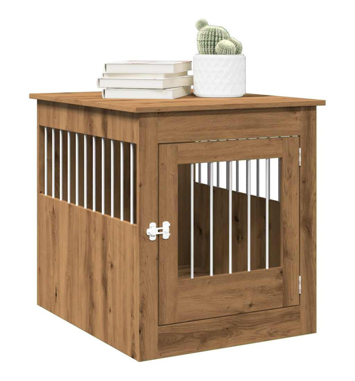 Meuble de cage pour chiens chêne artisanal 64,5x80x71 cm | Mobilier & Déco