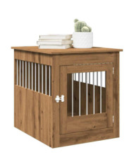 Meuble de cage pour chiens chêne artisanal 64,5x80x71 cm | Mobilier & Déco