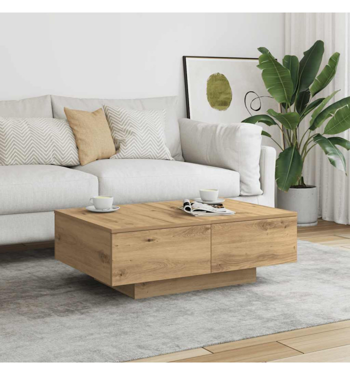 Table basse chêne artisanal 90x60x31 cm bois d'ingénierie | Mobilier & Déco