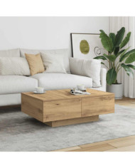 Table basse chêne artisanal 90x60x31 cm bois d'ingénierie | Mobilier & Déco
