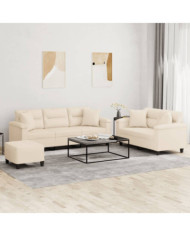 Ensemble de canapés 3 pcs avec coussins Beige Tissu microfibre | Mobilier & Déco