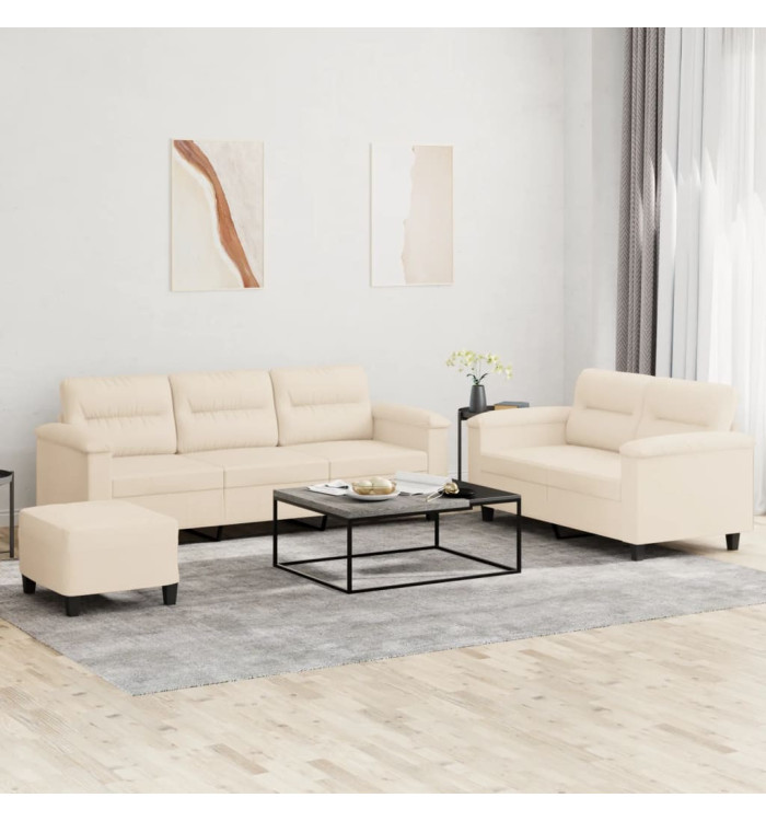 Ensemble de canapés 3 pcs avec coussins beige tissu microfibre | Mobilier & Déco